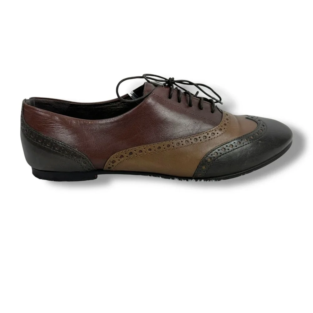 AGL Attilio Giusti Leombruni Brown Leather Wingtip Oxford Lace Up Shoes 38-1/2 - Picture 2 of 9